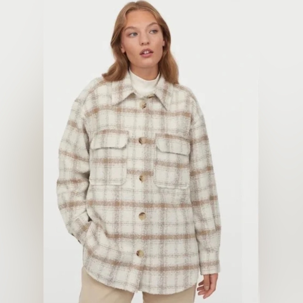 H & M Neutral Plaid Shacket - Picture 2 of 6